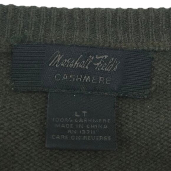 Marshall Fields Sweater Men LT Green Cashmere Preppy Grandpa Core Minimalist - Picture 5 of 10